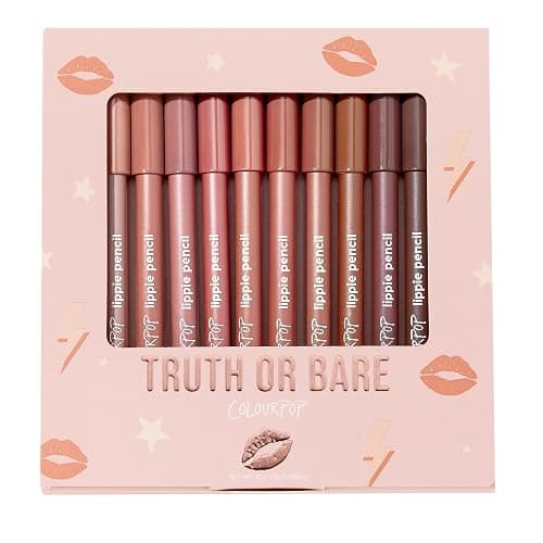 ColourPop Lippie Lip Pencil Vault - 10 High-Pigment, Long-Lasting & Sharpenable Lip Liners with High-Impact Color - Vegan, Cream Formula with Precise Application - Truth or Bare (0.04 oz) - Image 1