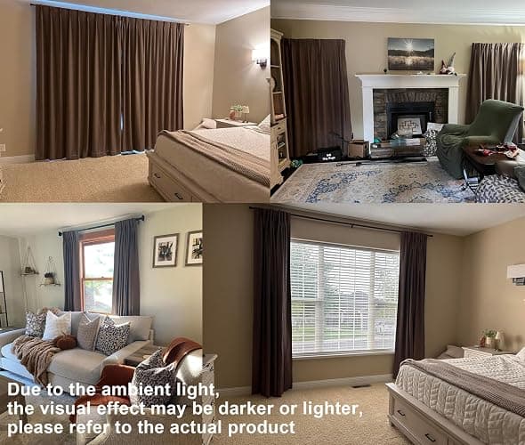 Vision Home Brown Pinch Pleated Full Blackout Curtains Linen Blended Room Darkening Window Curtains 95 inch for Living Room Bedroom Thermal Insulated Pinch Pleat Drapes with Hooks 2 Panel 40" Wx95 L thumbnail 8
