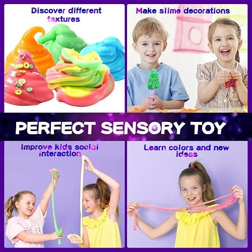 pokujyrt Confetti Slime Kit, Sparkling Slime Making Kit, DIY Craft Set with Clear Glue, Colors, and Decorations, Ages 6+ thumbnail 3