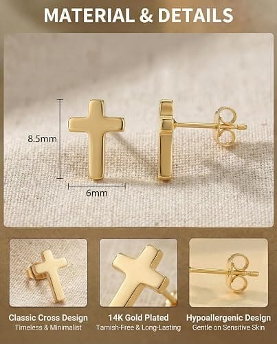 Hypoallergenic Cross Earrings for Women & Girl, Christian Religious Easter Gift Jewelry Gift with Meanningful Quote Card & Gift Pouch thumbnail 4