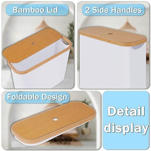 efluky Toilet Paper Storage, Toilet Paper Basket with Lid, Bathroom Organizer, Free Standing Holder Up to 9 Mega Rolls, White thumbnail 3