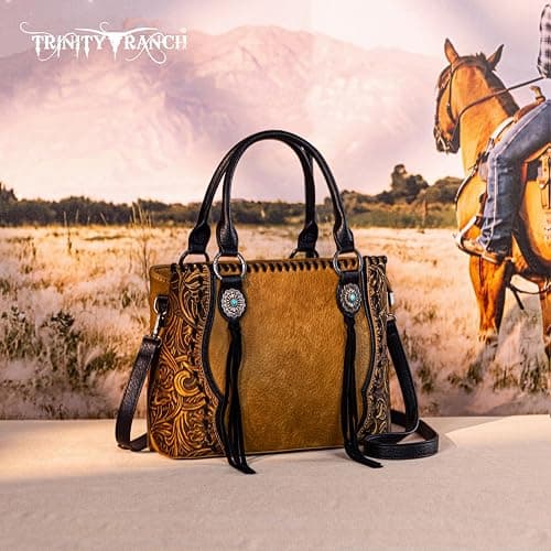 Trinity Ranch Tote Bag for Women Western Purse Floral Tooled Concho Collection thumbnail 3