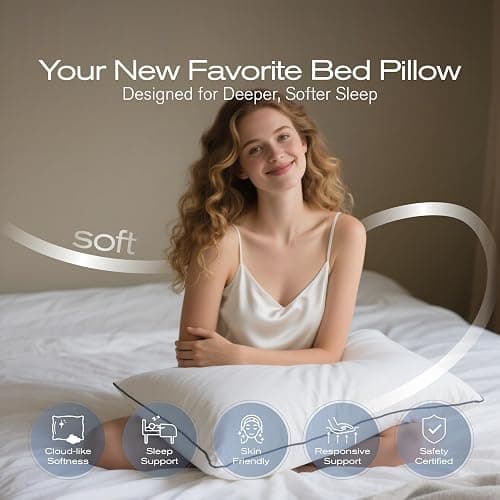 MUFEW King Size Pillows Set of 4, Ultra Thick Down Alternative Bed Pillows,Cooling Hotel Quality King Size Pillows for Back, Stomach or Side Sleepers,Machine Washable (White,4 Pack) thumbnail 2