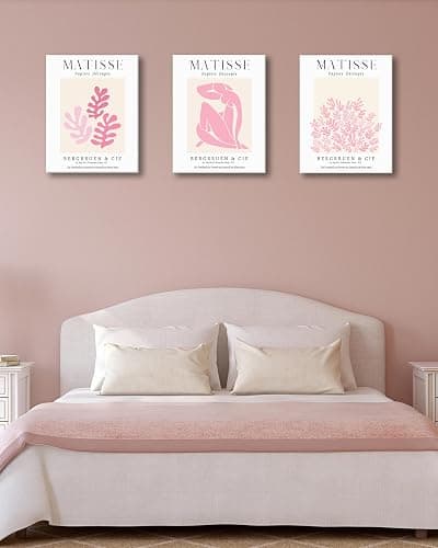 HesenDot Matisse Pink Framed Wall Art,30x40CM Abstract Canvas Wall Decor Set of 3,Boho Minimalist Art Posters Prints,Aesthetic Home Decoration for Living Room Bedroom Bathroom Kitchen thumbnail 5