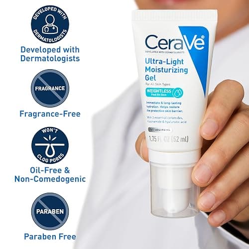 CeraVe Ultra-Light Moisturizing Gel, Niacinamide Face Moisturizer, 1.75oz | Oil-Free Hyaluronic Acid & Ceramide Gel Skin Care Formula Hydrates To Act As A Lightweight Moisturizer For Oily Skin thumbnail 4