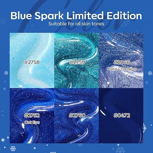 modelones Cat Eye Gel Nail Polish Set Glitter 6Colors Blue thumbnail 7