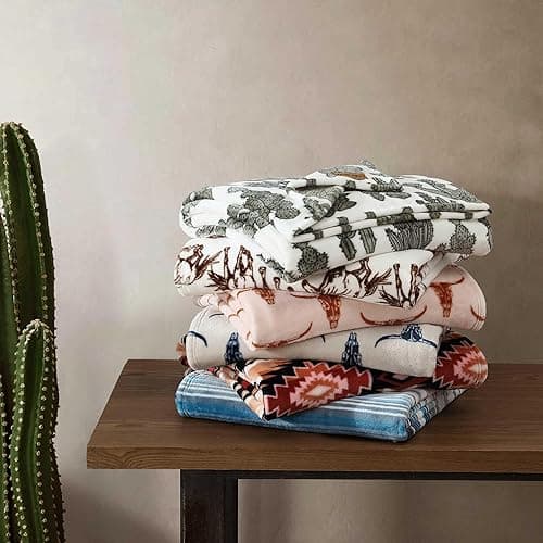 Wrangler - Blanket, Super Soft Plush Bedding, Yellowstone Inspired Throw Blanket for Couch or Bed (Cactus Garden Green, 50" x 70") thumbnail 7