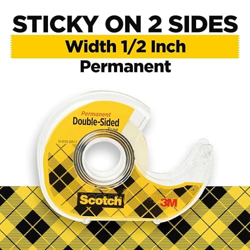Scotch Permanent Double Sided Tape, Card Making and Holiday Scrapbooking Supplies, Alternative to Gift Wrap Tape for Wrapping Presents, 0.50 in. x 500 in., 6 Rolls with Dispensers thumbnail 3