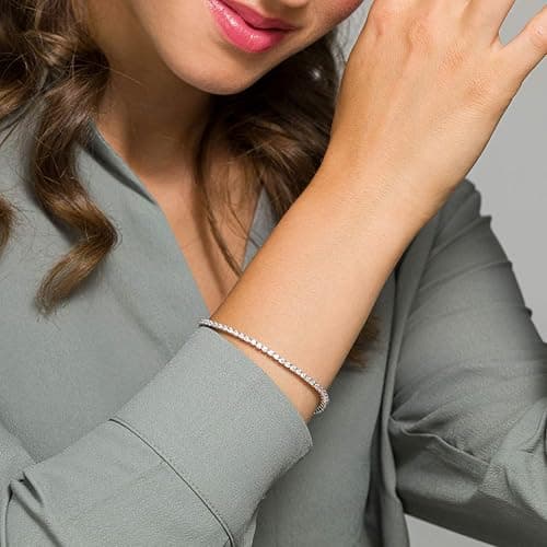 PAVOI Tennis Bracelet for Women, 14K Gold Plated 2mm Cubic Zirconia | Gold Bracelets for Women, Classic Tennis Bracelet, Cubic Zirconia Bracelet thumbnail 4