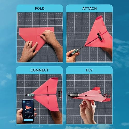 POWERUP 4.0 The Next-Generation Smartphone Controlled Paper Airplane Kit, RC Controlled. Easy to Fly with Autopilot & Gyro Stabilizer. for Hobbyists, Pilots, Tinkerers. thumbnail 2