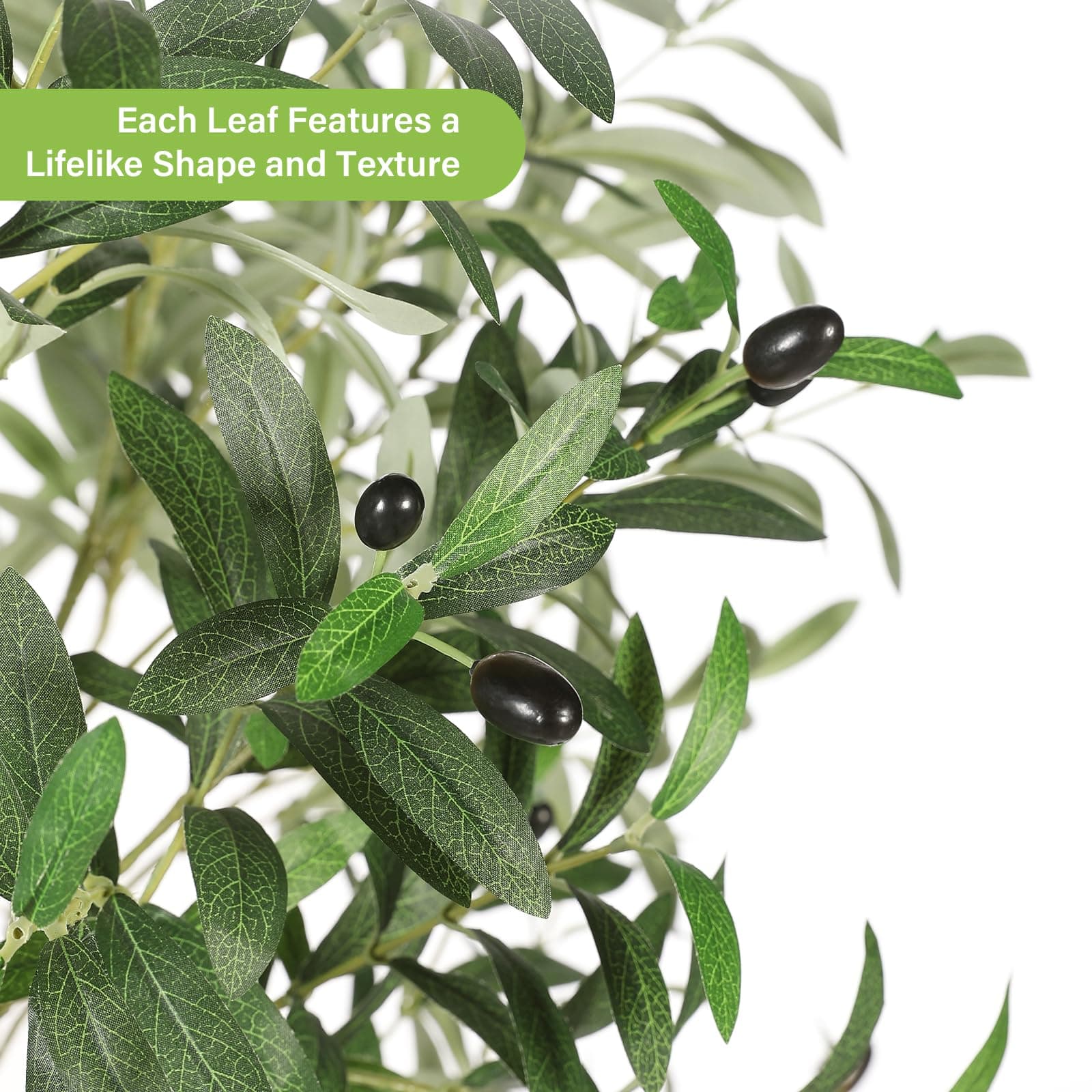 FEELEAD Faux Olive Tree 4ft – Olive Trees Artificial Indoor with Natural Wood Trunk and Lifelike Fruits – Realistic Fake Olive Tree, Artificial Olive Tree for Home, Office, Living Room Decor thumbnail 3
