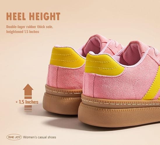TIMEJOY Women's Platform Sneakers Vintage Tennis Shoes with Thick Rubber Gum Sole Breathable Cushioned Comfort for Casual, Sporty & Streetwear thumbnail 4