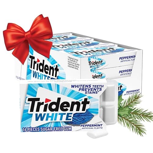 Trident White Peppermint Sugar-Free Chewing Gum, 9 Packs of 16 Pieces (144 Total Pieces) - Image 1