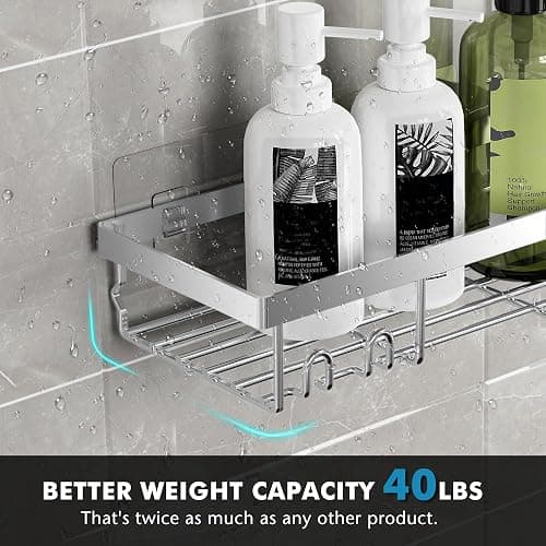 Moforoco Adhesive Shower Caddy Organizer Shelves Rack - 5 Pack Corner Bathroom Storage Organization, Home & Kitchen Decor Inside RV Accessories, Hanging First Apartment Household Camper Essentials thumbnail 4