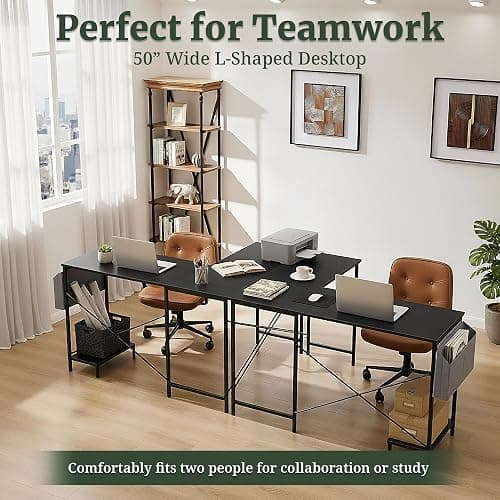 Sagenest L Shaped Desk, 50 Inch Reversible Computer Desk Corner Gaming Table with CPU Stand & Storage Bag, Sturdy Metal Frame PC Workstation for Home Office thumbnail 5