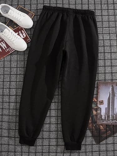 COZYEASE Men's Letter Graphic Print Sweatpants Drawstring Waist Slant Pocket Casual Pants thumbnail 2