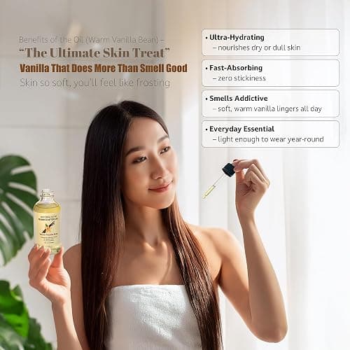 Soothing House Warm Vanilla Bean Body Oil - Moisturizing Body Oil for Soft, Glowing Skin with Almond & Jojoba Oil (4 fl oz) thumbnail 8