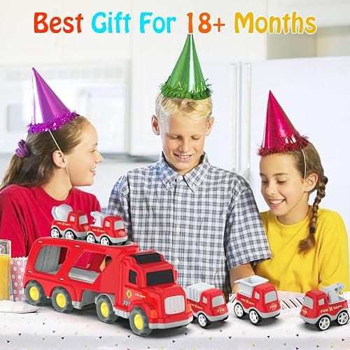 Veslier Toddler Car Toys for 3 4 5 Years Old Construction Transport Truck with 4 Pack Small Pull Back Construction Vehicles Friction Power Cars Christmas Birthday Gifts for Kids Boys Girls thumbnail 8