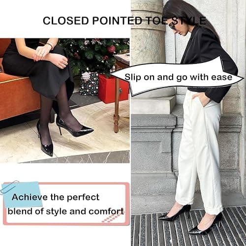 JENN ARDOR Women's Comfortable Stiletto Pumps 3 inch Elegant Gorgeous Closed Pointed Toe Slip On Solid High Heels for Ladies Wedding Dress Shoes thumbnail 4