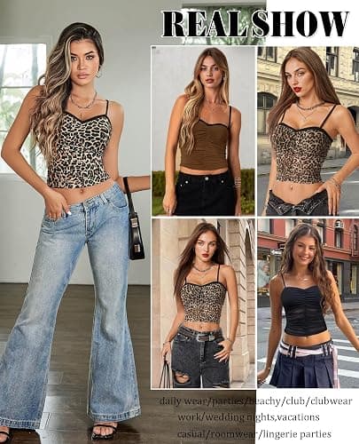 Avidlove Sexy Tops for Women Y2K Tank Top Mesh Camisole Cami Crop Trendy Ruched Going Out Tops thumbnail 5