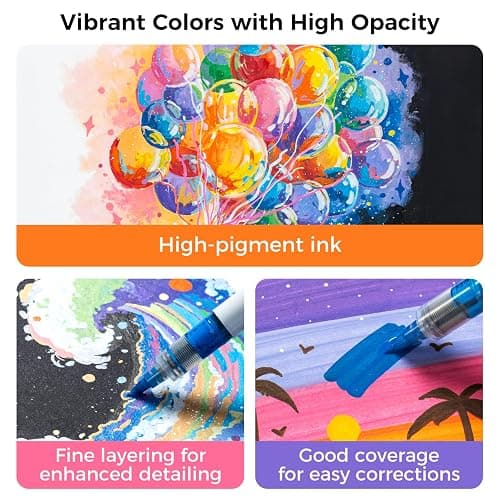 Ohuhu Acrylic Paint Markers Brush Tip High Opacity Acrylic Markers - Nahuku | 48 Pack No Bleed Direct-Ink Acrylic Paint Pens Water-Resistant for Rock Painting 3D Prints Egg Wood Glass Ceramic DIY Craft thumbnail 2