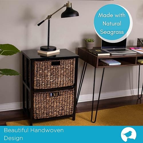 BIRDROCK HOME 2 Tiered File Cubby w/Wood Top - File Cabinet, Home Office Storage, Nightstand, Decorative Wooden Organizer | Desk, Modern Table, Shelves, Side Table, Craft Furniture - Brown Wash thumbnail 5