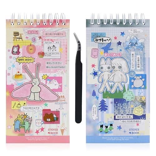 800Pcs Cute Scrapbook Stickers Travel Y2k Japanese Sticker Book for Adult Kawaii Korean Stickers for Journaling Heisei Retro Aesthetic Sticker Manga Style Decor for DIY Junk Journal Gifts Pink Blue - Image 1