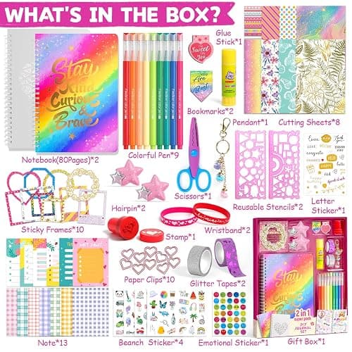 ADUSRIZ 2-Pack DIY Journal Kit for Girls, Journal Set with Stickers, Birthday Gifts for Teen Girls, Decorate Your Planner/Organizer, Journaling Arts Craft Kit, Ideal Gifts for 8-12 13 14 Year Old Girl thumbnail 3