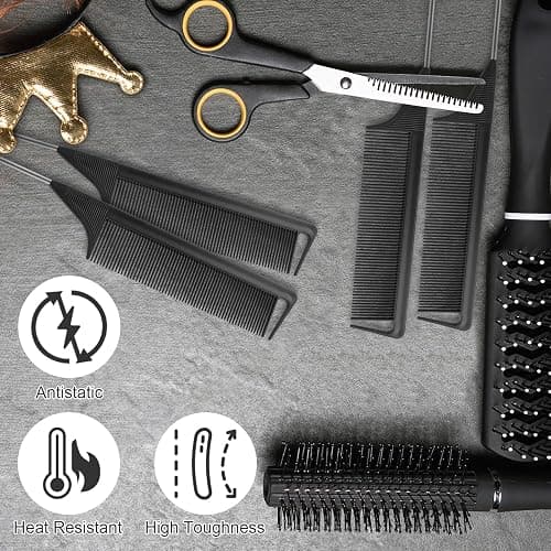 NICEMOVIC Rat Tail Parting RatTail Braiding Comb for Women 24 Pack, Hair Parting Tools Rat Tooth Combs Bulk, Individually Wrapped Braider Essentials Barber Supplies for Hair Stylist (Black) thumbnail 8