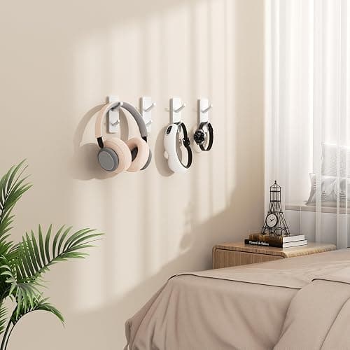 Self Adhesive Wall Hooks for Hanging: 13 LB Strong Hold, Sticky Hangers for Coat, Towels, Purse, Keys, Jacket, Bag - for Wall, Door, Bathroom, Shower, Kitchen - Stainless Metal, White, 4 Pack thumbnail 8