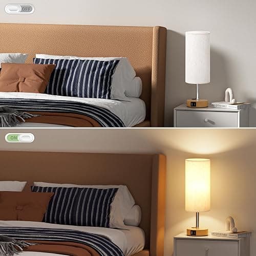 Table Lamp for Bedroom Set of 2 - Touch 3 Way Dimmable Bedside Lamps with USB C and A Ports, Night Lamp for Nightstand with AC Outlet, Desk Lamps for Living Room, Reading Room, Kids Room, Office thumbnail 7