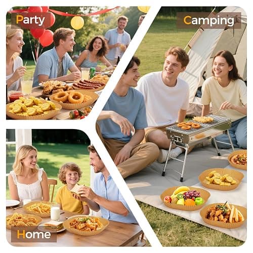 Air Fryer Paper Liners, 125Pcs Parchment Paper, Air Fryer Liners Disposable for Microwave, Non-Stick Air Fryer Liner Square Free of Bleach (8IN) thumbnail 6