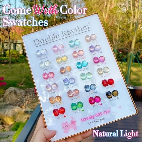Double Rhythm 28Pcs 0.5Oz Cat Eye Gel Nail Polish Set Same Color Same Bottle Magnetic Gel Polish Kit Nail Art Manicure Salon DIY at Home (Silver Gold Red Black-T24-7) thumbnail 5
