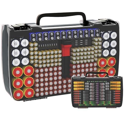 Aptbyte Battery Organizer Storage Holder Box Case with Tester- 269 Batteries Double-Sided Variety Pack, Holds AA AAA 4A C D Cell 9V 3V Lithium LR44 CR2 CR123 CR1632 18650 Button- Grey - Image 1