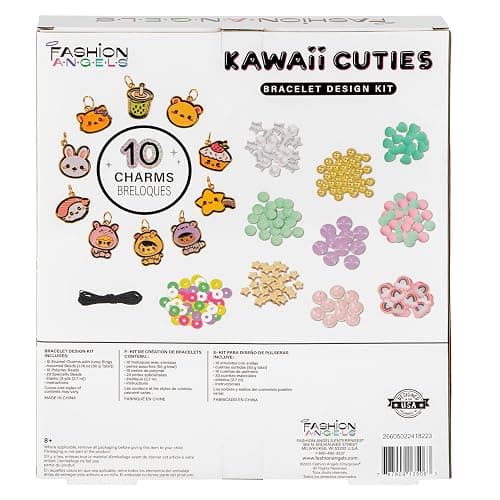 Fashion Angels Kawaii Cuties Bracelet Design Kit, Includes 10 Enamel Charms, Assorted Beads & Elastic String, Trendy DIY Jewelry Kit for Kids, Girls & Boys thumbnail 8