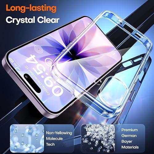 TAURI for iPhone 17 Case, Anti-Yellowing with Screen Protector, Military-Grade Protection Shockproof Slim Phone Case for iPhone 17, Clear thumbnail 5