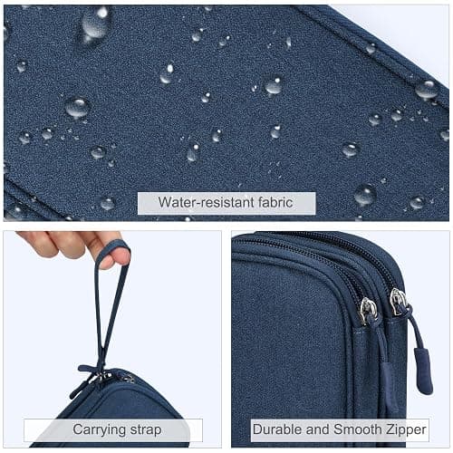FYY Electronic Organizer, Travel Cable Organizer Bag Pouch Accessories Carry Case Portable Waterproof Double Layers All-in-One Storage for Cable, Cord, Charger, Phone, Earphone Navy thumbnail 4