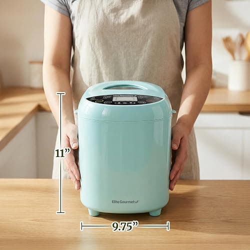 Elite Gourmet Programmable Bread Maker, 2 Lb, 3 Sizes, 19 Presets, Mint | Features Gluten-Free, Dough and Jam Presets Plus a Delay Timer thumbnail 3