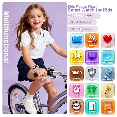 Kids Smart Watch 4-15 Ys, Standalone&APP Dual Use, Bluetooth Call, Kid Gift | 1.8'' IP68 Boys Girls Fitness Tracker, DIY Sports Modes, Heart Rate&Sleep Monitor, 13 Alarms, Weather, Smart Reminder, Games thumbnail 2