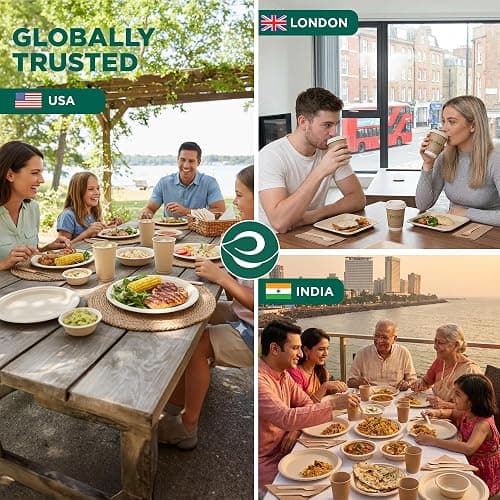 ECO SOUL Compostable Paper Plates 10 Inch, 100 Pack – Heavy Duty Disposable Paper Plates, Biodegradable Sugarcane Bagasse, Durable & Microwave Safe, Unbleached Round Dinner Plates for Party, Picnic thumbnail 6