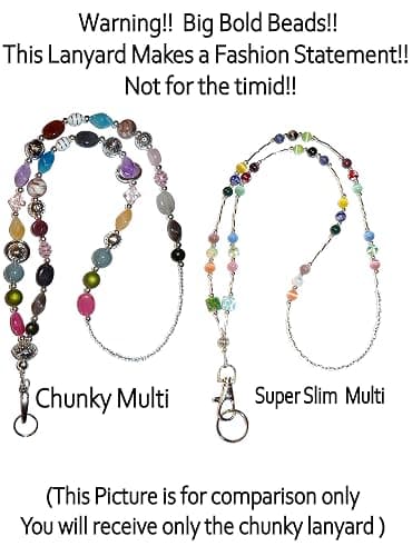Hidden Hollow Beads Chunky Women's Beaded Lanyard, 34" Made in USA, ID Card Badge Holder Teacher Nurse Keys Keychain Cruise thumbnail 4