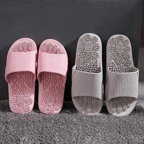 SvaTao Acupressure Massage Slippers Therapeutic Reflexology Sandals for Foot Acupoint Massage Shiatsu Arch Pain Relief Non-Slip Massage Shoes for Bath Shower (Gray, 7.5-8) thumbnail 3