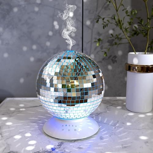 Payarma Mirror Essential Oil Diffuser Rotating, 14 Ligth Modes 4 Timer Setting Aromatherapy Diffuser, Cute Home Disco Decor Great Decoration and Accessories for Disco Party, Room, Office - Image 1