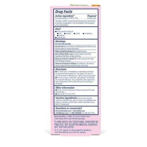 Boiron Calendula Cream for First Aid, Minor Burns, Cuts, Scrapes, Insect Bits and Sunburn - 2.5 oz thumbnail 8
