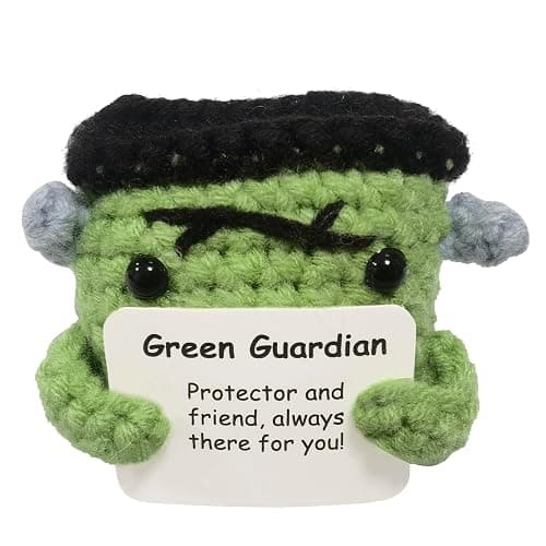 4 Psc Mini Funny Knitted Wool Halloween Toy with Positive Card - Creative Cute Crochet Doll Cheer Up Gift for Kids Girls Boys Parties Halloween Decoration Party Favor thumbnail 3