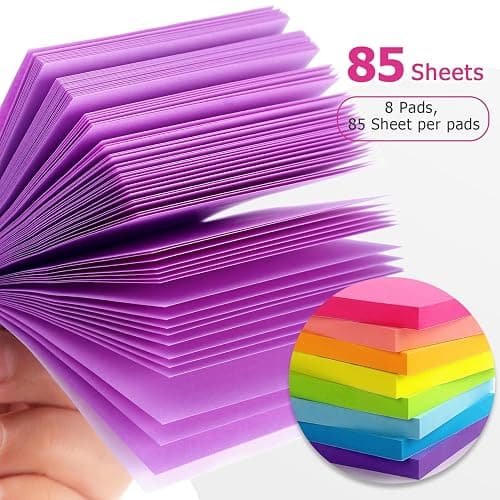 Eastern Wolf 8 Pads Sticky Notes 3x3 Self-Stick Notes 8 Bright Multi Colors Purple Sticky Notes, 85 Sheet/Pad thumbnail 5