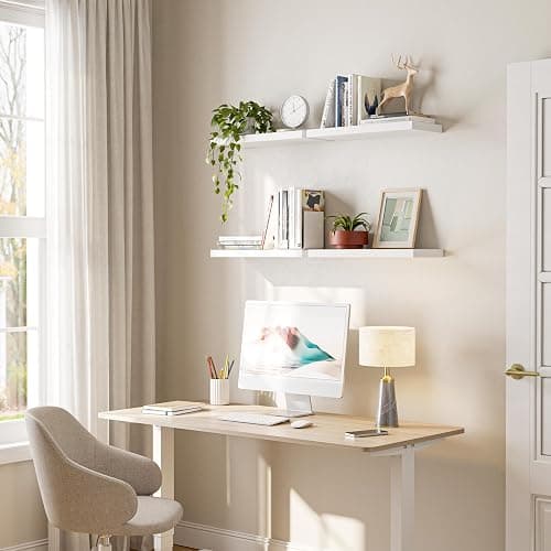 YUFLINX 16’’White Floating Shelves for Wall Set of 4,Rustic Wood Shelf for Room Decor/Storage/Display,Small Bookshelf,Wall Mounted Hanging Shelves for Bedroom, Bathroom, Living Room, Kitchen thumbnail 6
