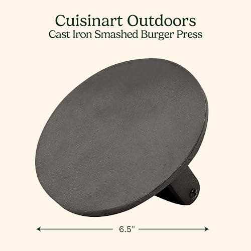 Cuisinart 6.5" Cast Iron Smashed Burger Press, Round Flat Edge Grill Press for Crispy Smash Burgers, Burger Tool for Grill and Griddle Accessories, for BBQs and Tailgates thumbnail 3
