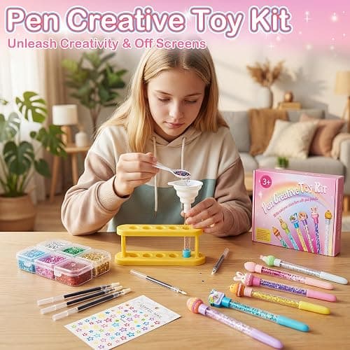 Rilcn Easter DIY Pen Making Kit for Girls, 50 PCS Easter Glitter Floaty Pens Craft Set, Makes 12 Sparkly Pens, Birthday Easter Gifts for Kids Tweens Ages 6 7 8 9 10 11 12 thumbnail 8