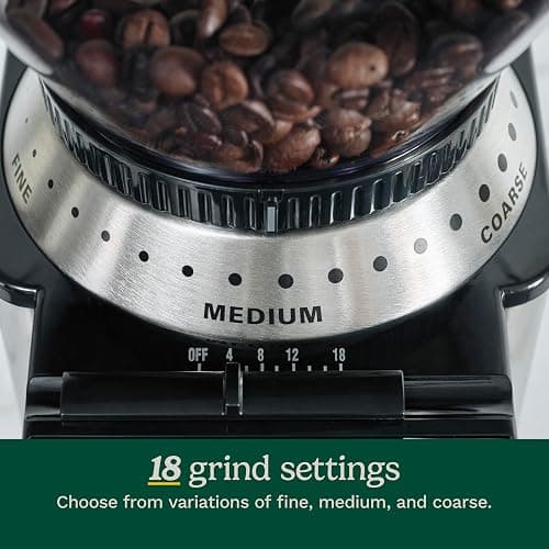 Cuisinart Coffee Grinder, Electric One-Touch Automatic Burr Coffee Grinder with 18-Position Grind Selector, Cup Size Selector for 4 – 18 Cups, DBM-8P1, Black Stainless thumbnail 5